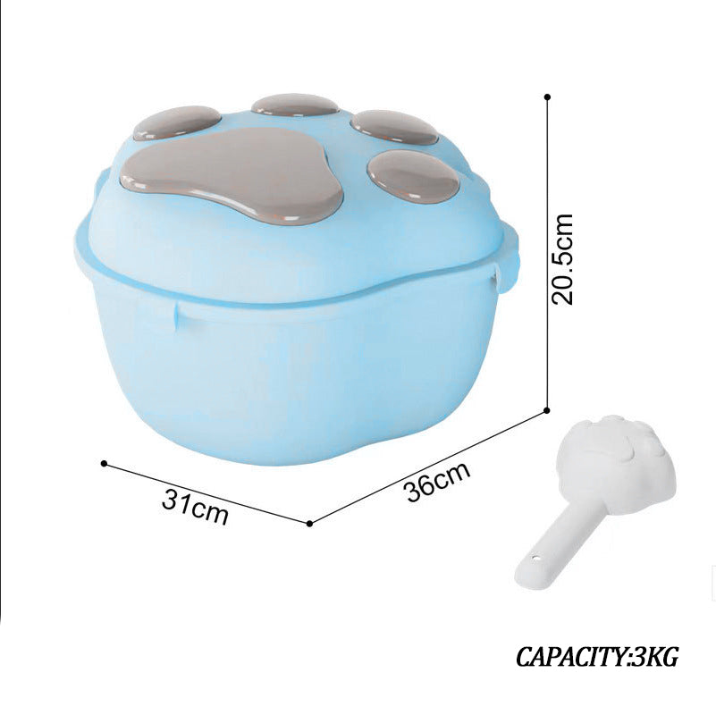 KFX-6365245 Pet Grain Storage Container with Cute Lid and Scoop for Dry Food, Treats, and More
