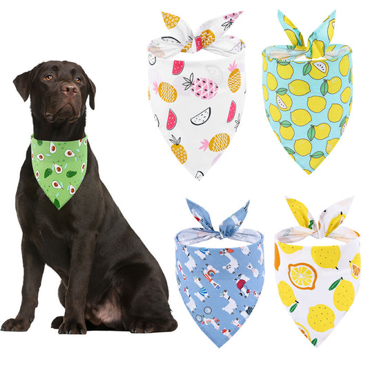KFX-6365373 Cartoon Summer Fruit Dog Saliva Towel in Lemon, Pineapple, Avocado, and More