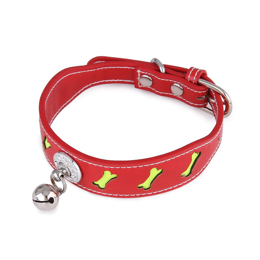 KFX-6365757 Reflective Bone-Shaped Pet Collar for Cats and Dogs - Color Grid Design, Fits Neck 25-32cm