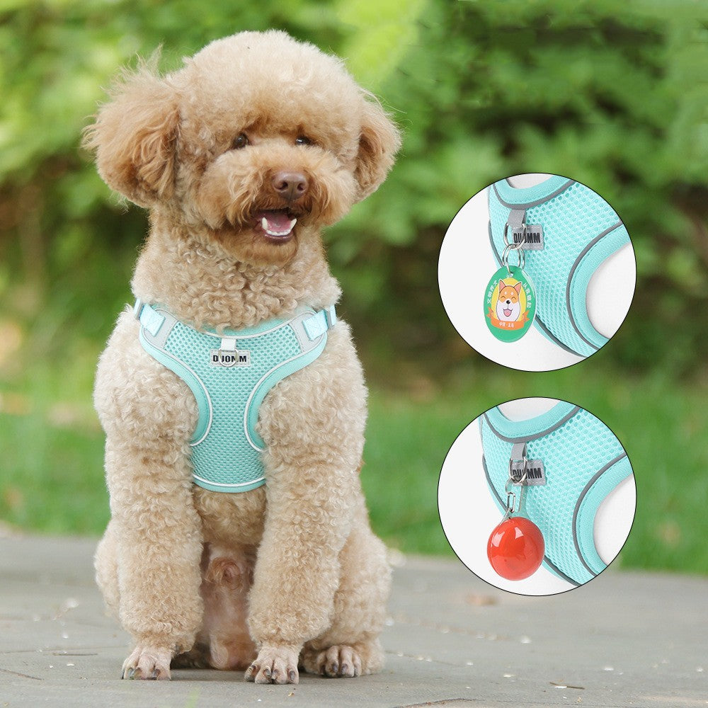 KFX-6367037 Breathable Pet Chest Strap with Traction Rope for Small to Medium Dogs