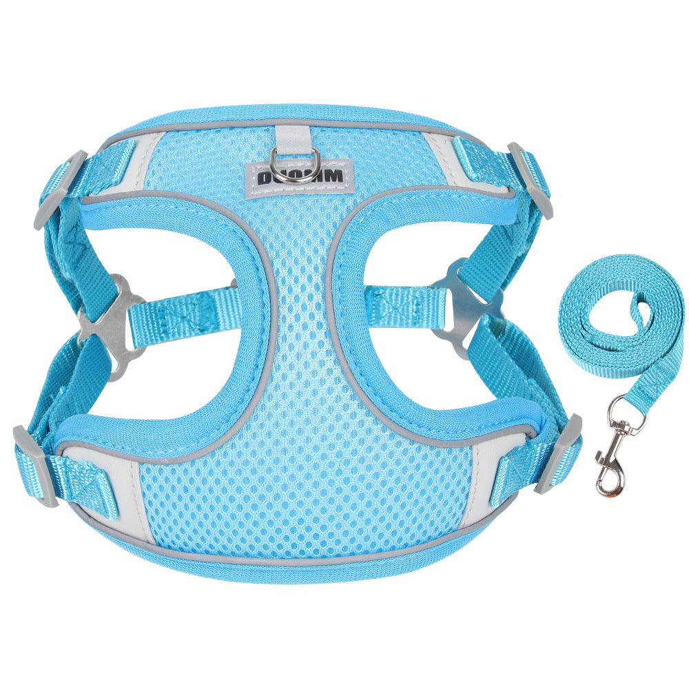 KFX-6367037 Breathable Pet Chest Strap with Traction Rope for Small to Medium Dogs