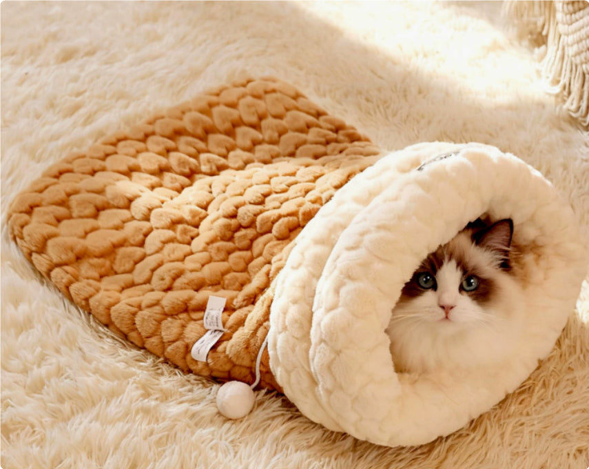 KFX-6367805 Cozy Personalized Cat Bed Sleeping Bag in Various Colors and Sizes