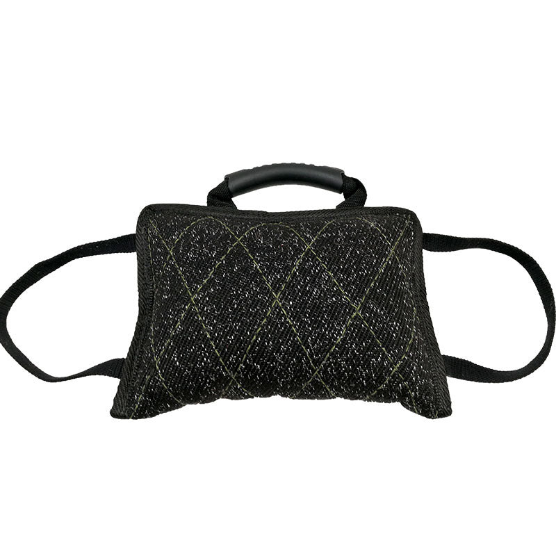 KFX-6368573 Dog Biting Pillow with Thick Double-Layer Nylon Webbing and Coarse Hemp Material - Black Color