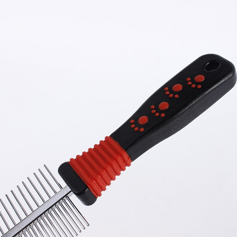 KFX-6369341 Stainless Steel Needle Pet Comb for Dogs – Open Knot Double Row Design for Cleaning and Grooming