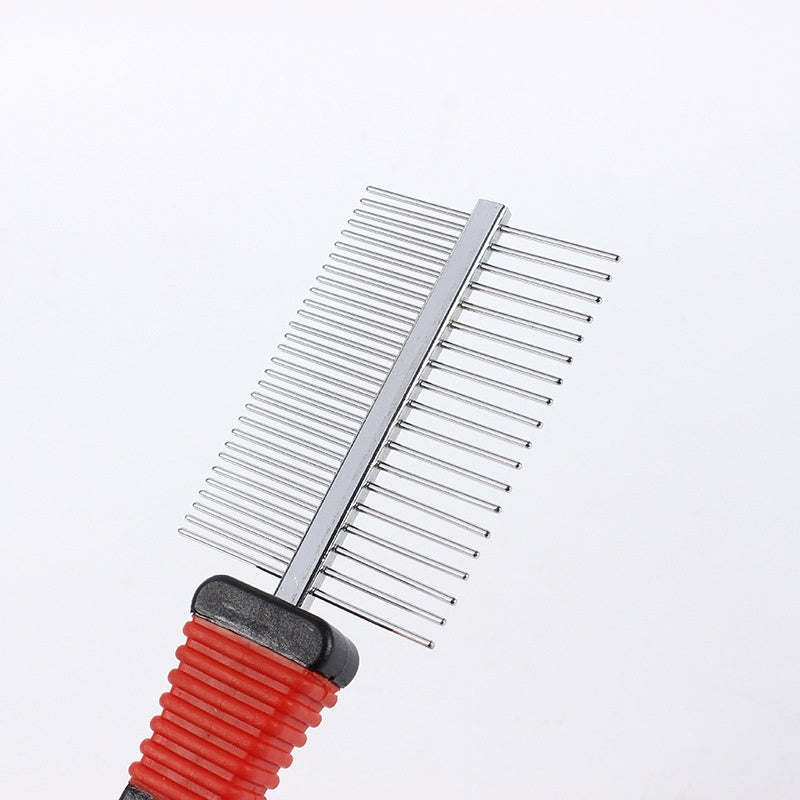 KFX-6369341 Stainless Steel Needle Pet Comb for Dogs – Open Knot Double Row Design for Cleaning and Grooming