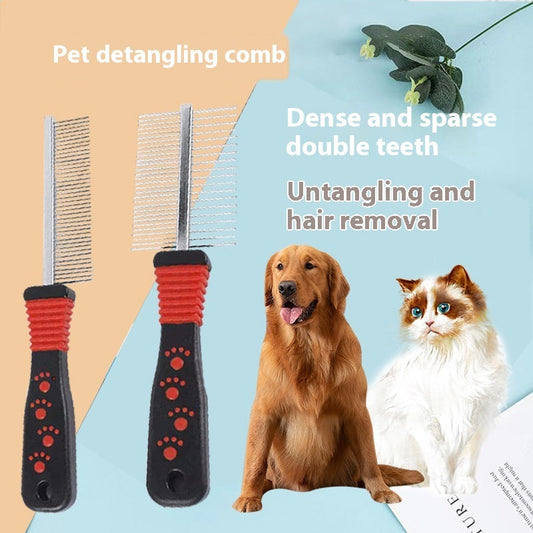 KFX-6369341 Stainless Steel Needle Pet Comb for Dogs – Open Knot Double Row Design for Cleaning and Grooming