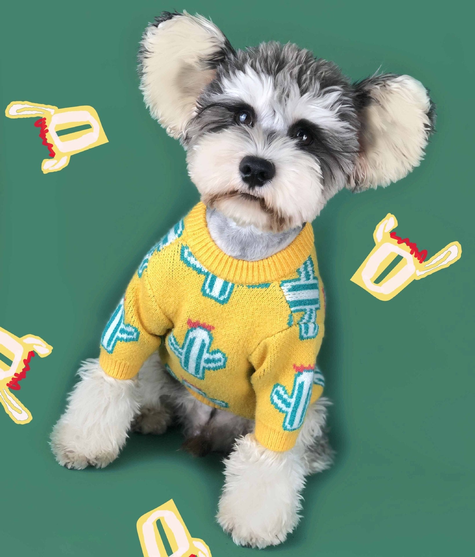 KFX-6371517 Cactus Pattern Acrylic Sweater in Purple and Yellow - Available in Multiple Sizes