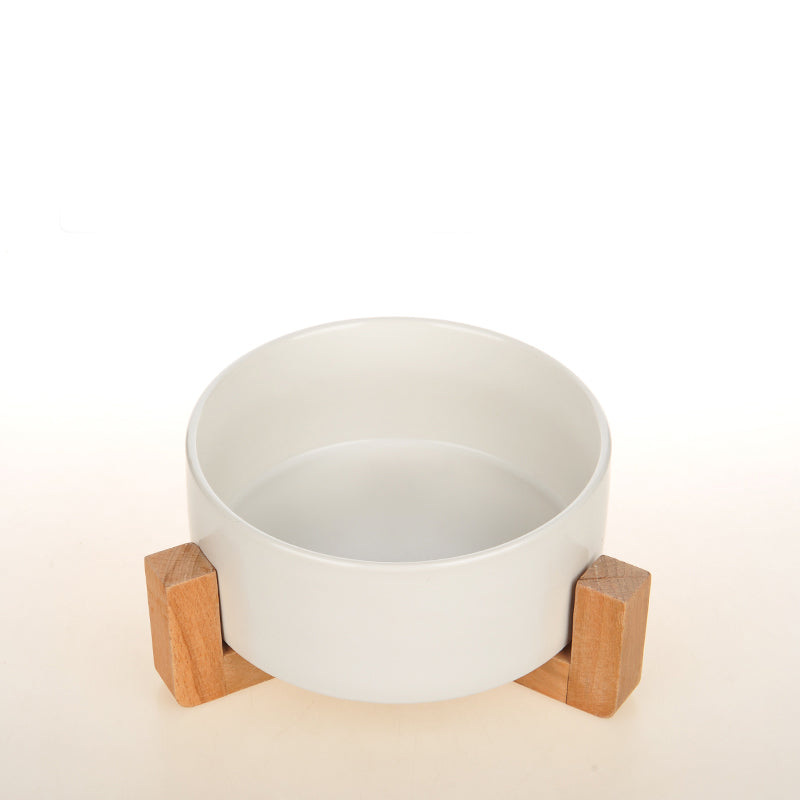 KFX-6373693 Moon Half Double Cat and Small Dog Bowl - Ceramic Design in Gray-Green & Milky White