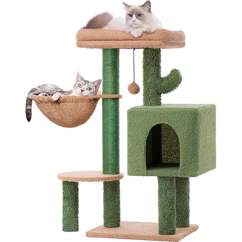 KFX-6374333 Cactus-Themed Cat Climbing Frame for Small to Medium Cats - Wooden Design, 43x33x87cm
