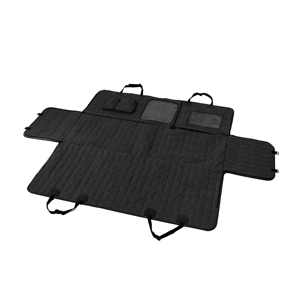 KFX-6375357 Detachable Split Pet Car Mat for Dogs - Gray and Black, 137x147cm, Cloth Material