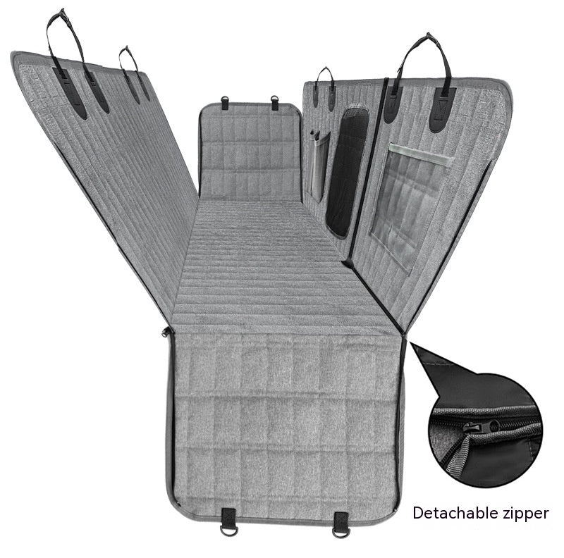 KFX-6375357 Detachable Split Pet Car Mat for Dogs - Gray and Black, 137x147cm, Cloth Material