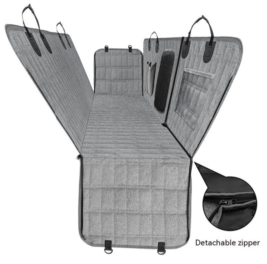 KFX-6375357 Detachable Split Pet Car Mat for Dogs - Gray and Black, 137x147cm, Cloth Material