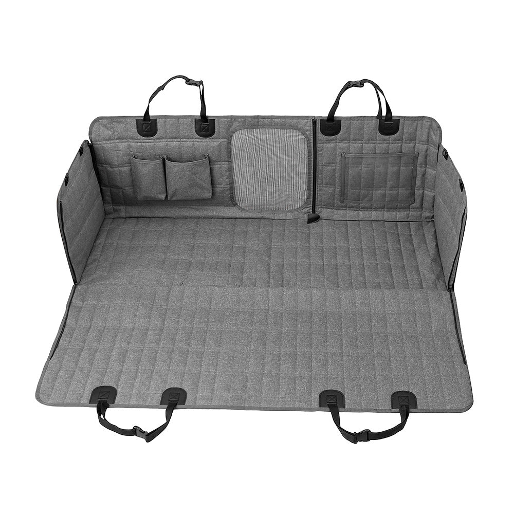 KFX-6375357 Detachable Split Pet Car Mat for Dogs - Gray and Black, 137x147cm, Cloth Material