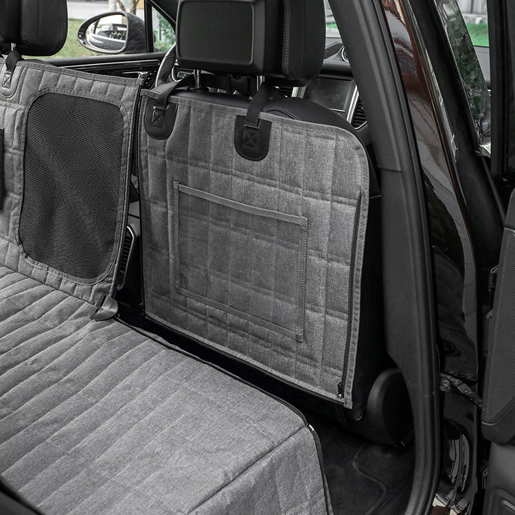KFX-6375357 Detachable Split Pet Car Mat for Dogs - Gray and Black, 137x147cm, Cloth Material