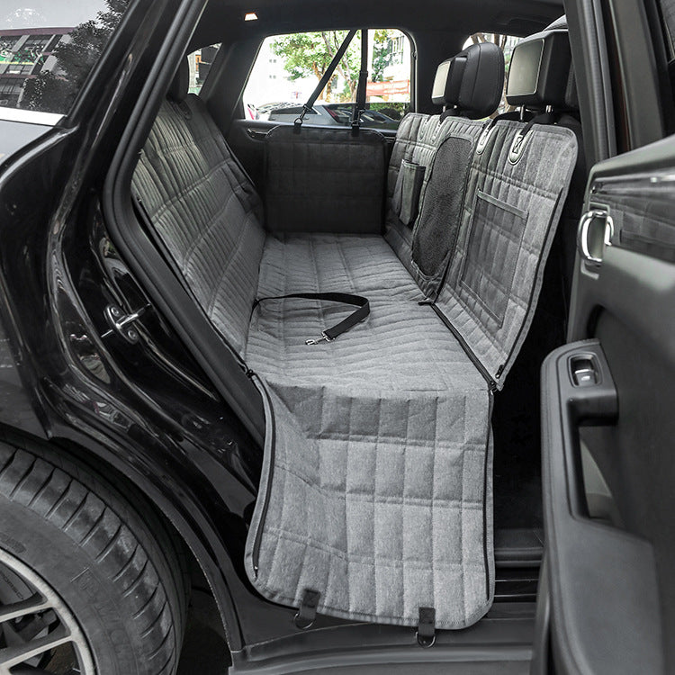 KFX-6375357 Detachable Split Pet Car Mat for Dogs - Gray and Black, 137x147cm, Cloth Material