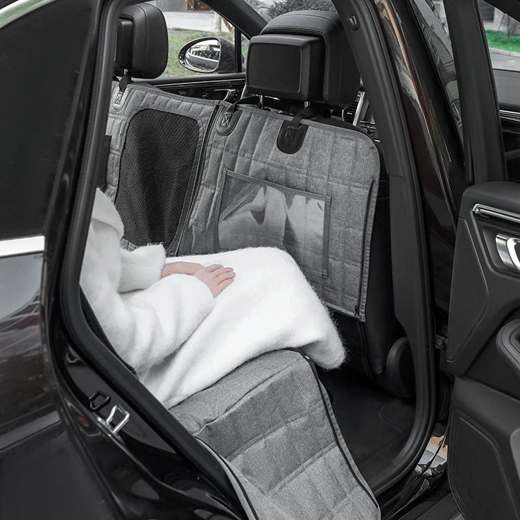 KFX-6375357 Detachable Split Pet Car Mat for Dogs - Gray and Black, 137x147cm, Cloth Material