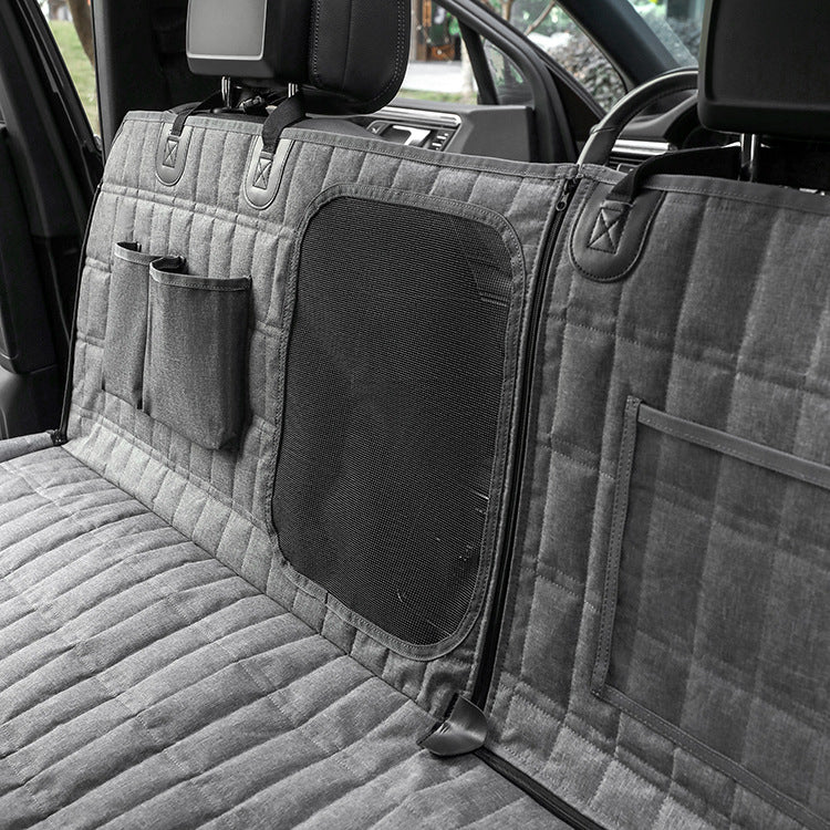 KFX-6375357 Detachable Split Pet Car Mat for Dogs - Gray and Black, 137x147cm, Cloth Material