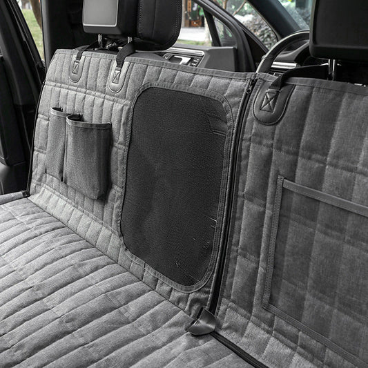KFX-6375357 Detachable Split Pet Car Mat for Dogs - Gray and Black, 137x147cm, Cloth Material
