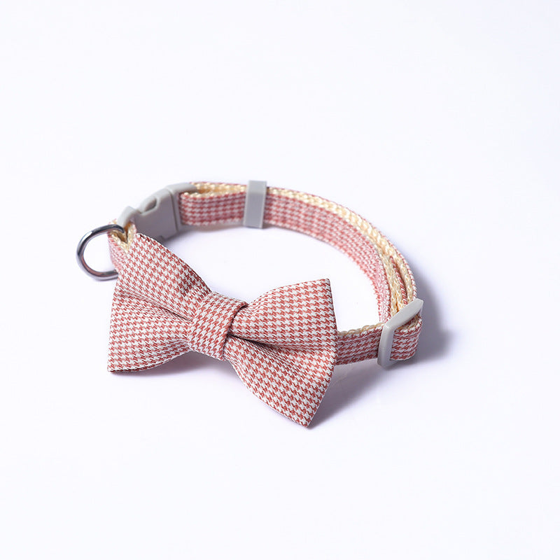 KFX-6375485 Adjustable Bow Collar for Cats and Small Dogs - Red, Blue, Pink, Brown, Polyester, Fits 23-30cm