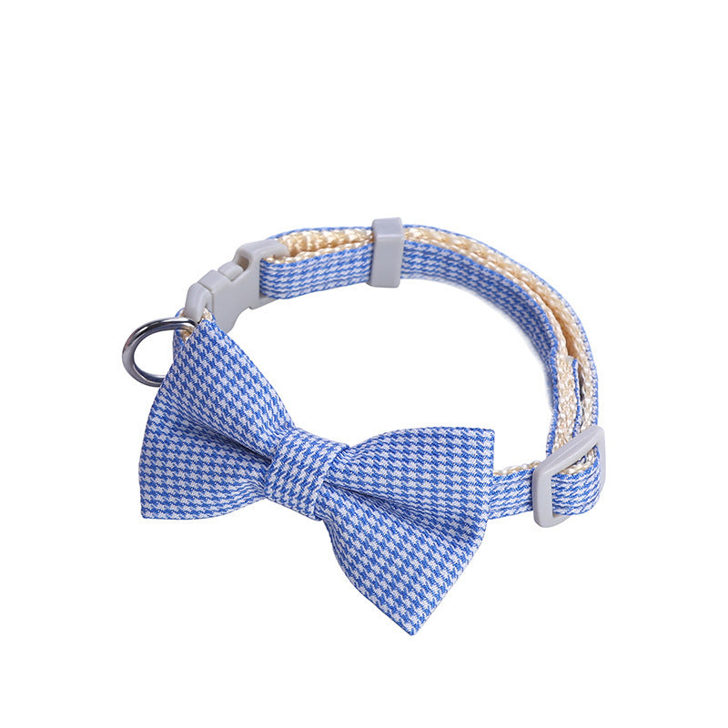 KFX-6375485 Adjustable Bow Collar for Cats and Small Dogs - Red, Blue, Pink, Brown, Polyester, Fits 23-30cm