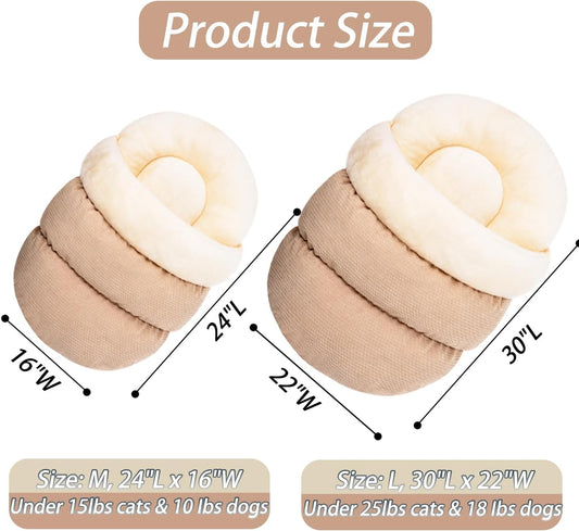 KFX-6376765 Ultra Soft Plush Cat and Dog Bed - Self-Warming Anti-Slip Cave Nest for Indoor Use