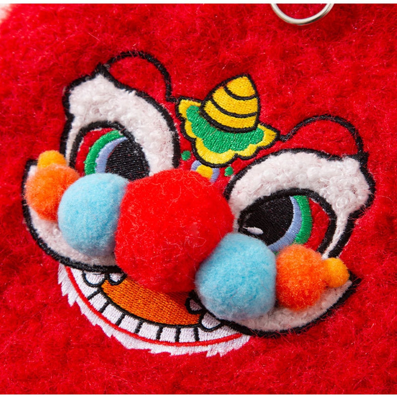 KFX-6378045 Festive 3D Lion Dance Sweater for Pets - Cozy Cotton-Padded Design with Leash Ring