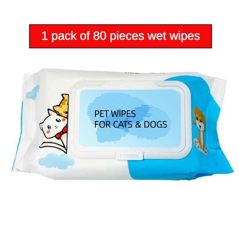 KFX-6378941 Gentle Plant-Based Pet Wipes for Dogs and Cats - 80 Unscented Cleaning Wipes for Paws, Ears, and Eyes