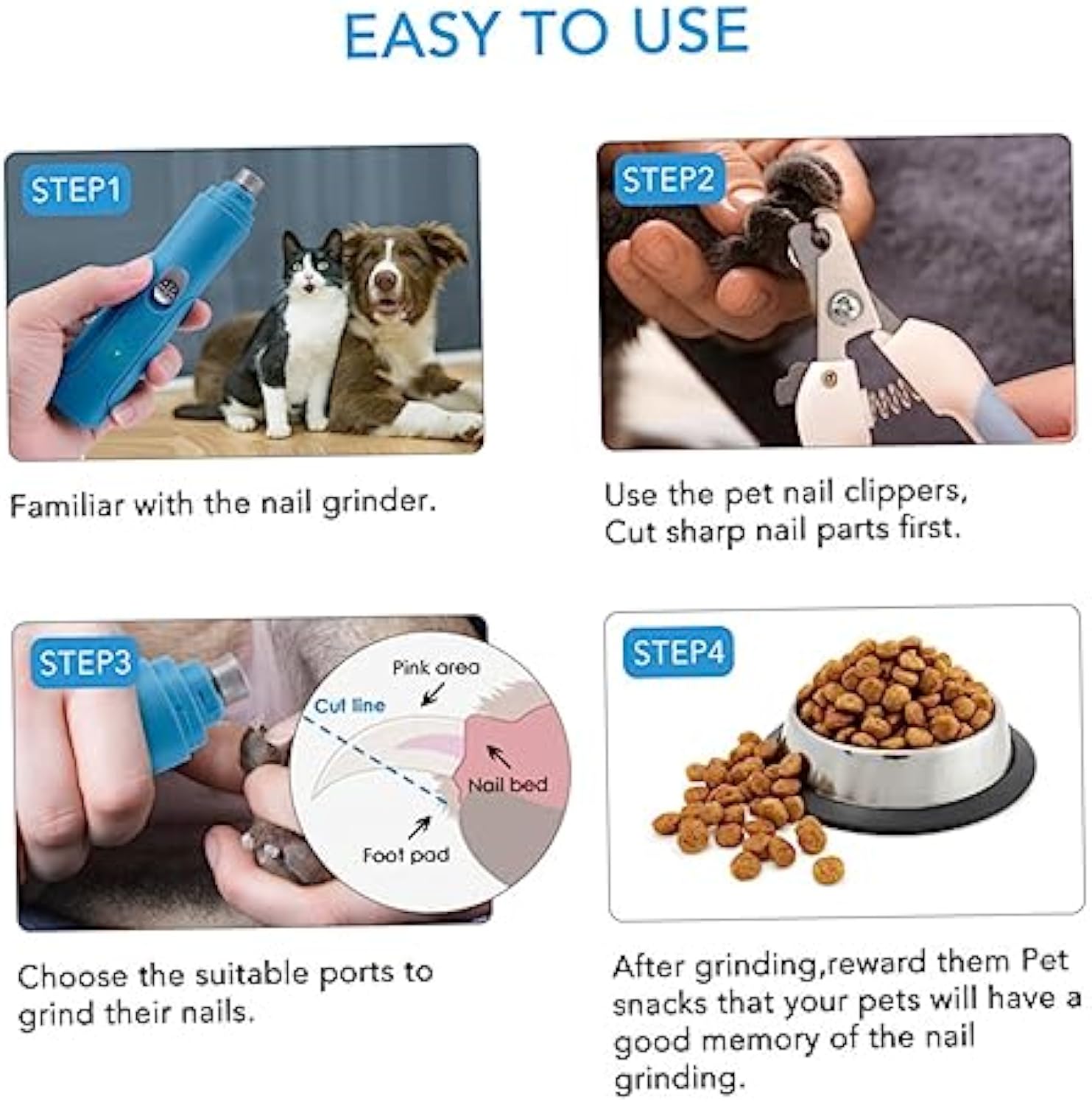 KFX-6380733 Electric Pet Nail Grinder and Polisher for Safe Claw Trimming and Grooming