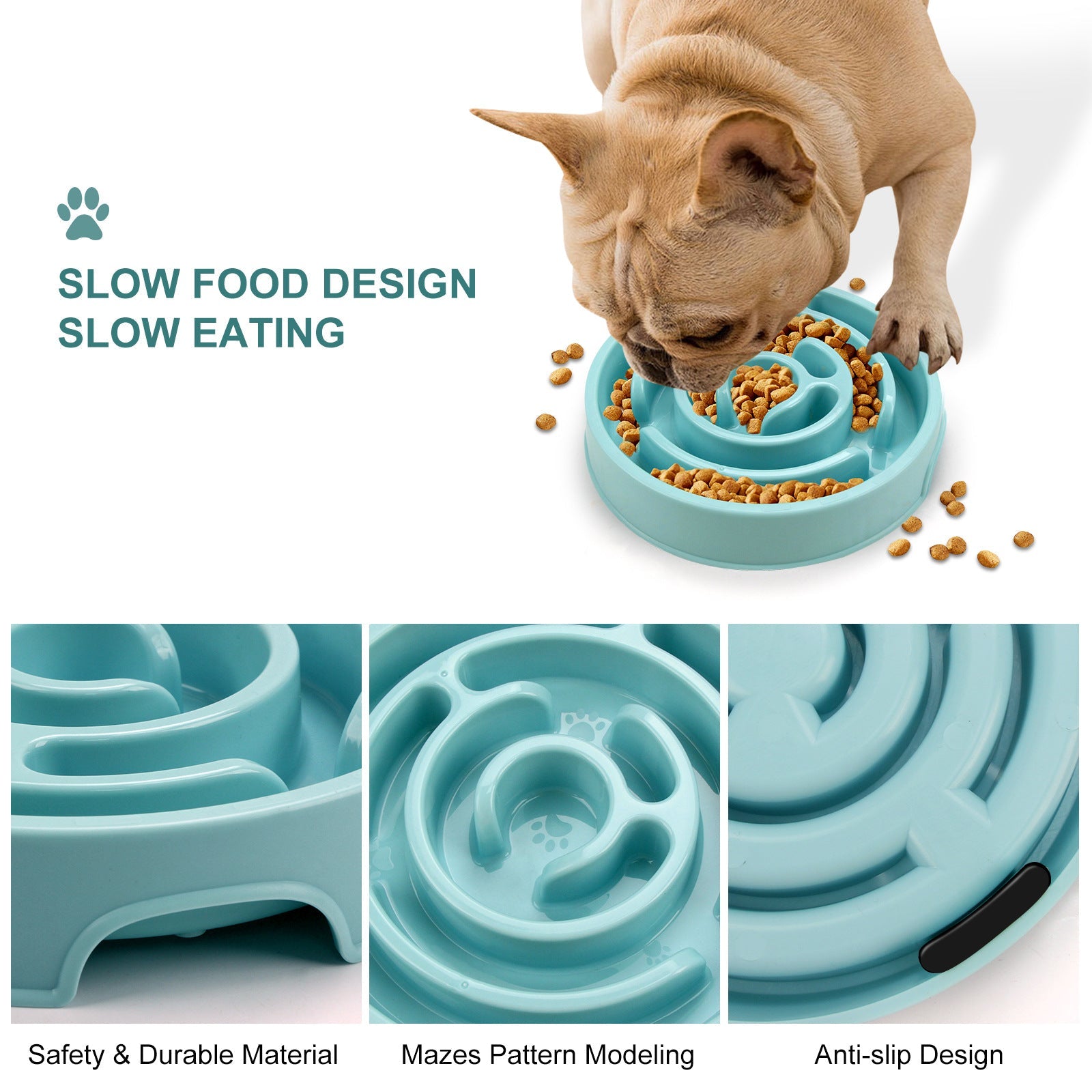 KFX-6382525 Silicone Slow Feeder Puzzle Bowl for Dogs - Reduces Choking & Promotes Healthy Eating