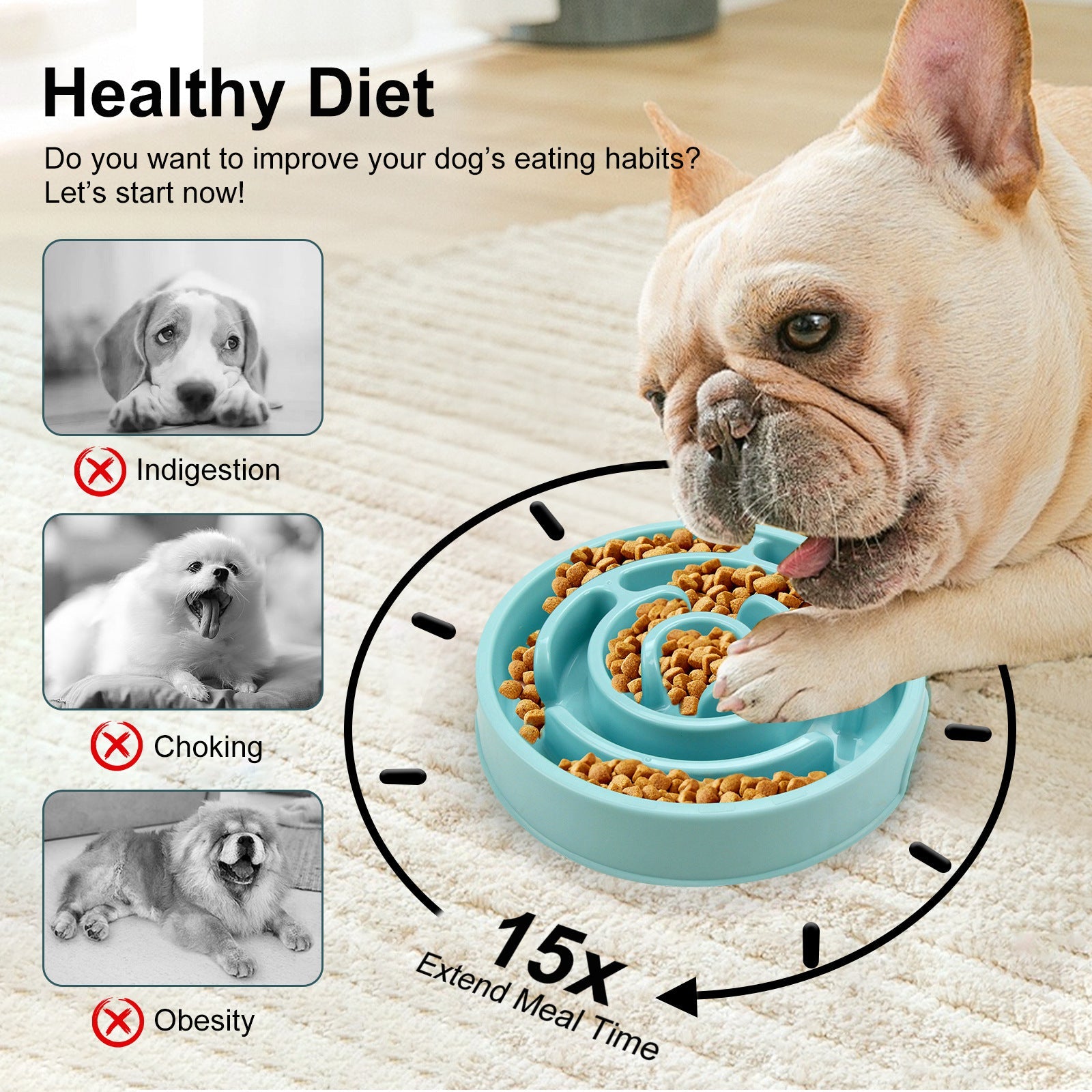 KFX-6382525 Silicone Slow Feeder Puzzle Bowl for Dogs - Reduces Choking & Promotes Healthy Eating