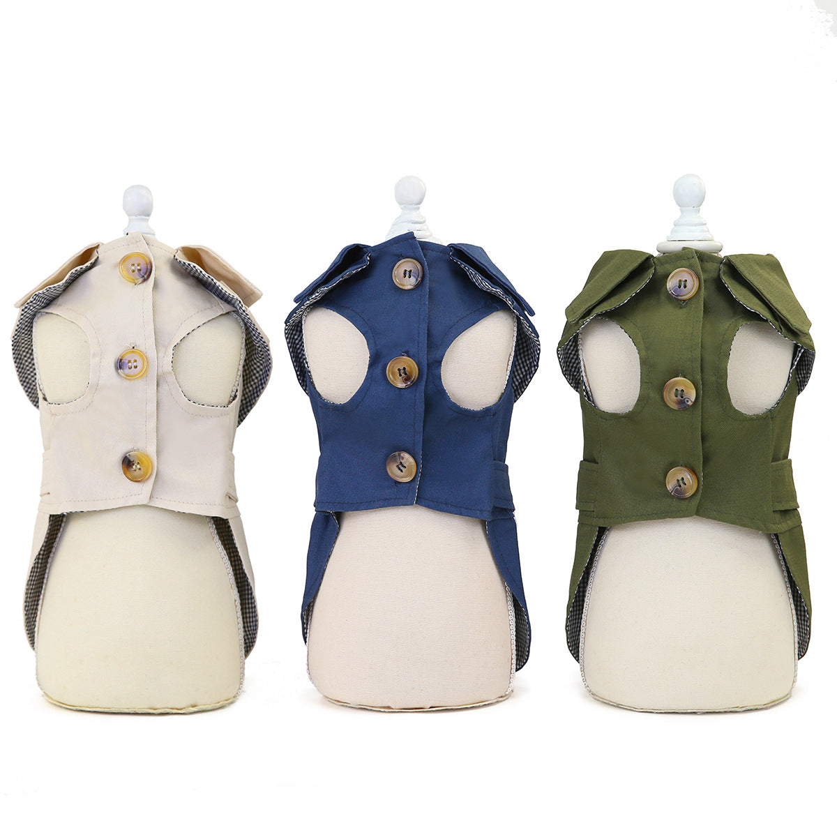 KFX-6383421 Stylish Polyester Dog Clothing in Khaki, Navy Blue, Green - Sizes S to XXL