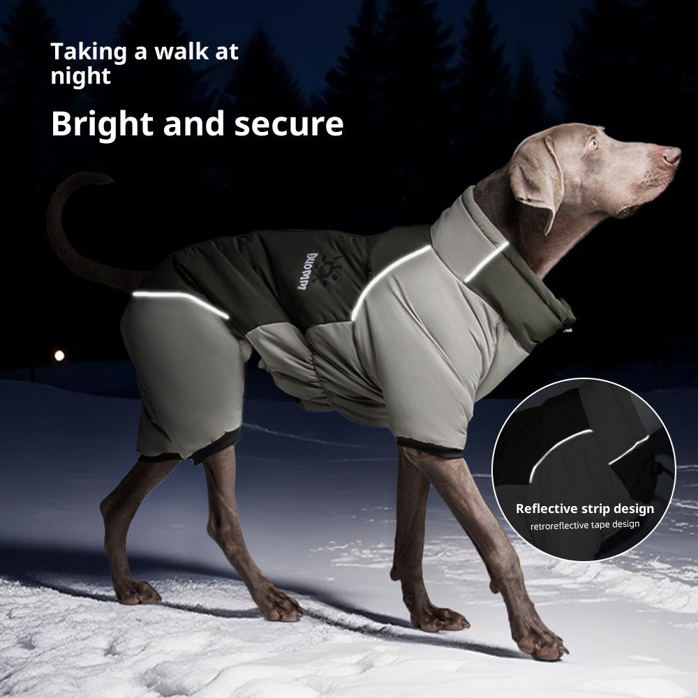KFX-6383805 Reflective Cotton Dog Jacket in Tulip Pink, Tea Green, Violet Purple, Blue - Sizes XL to 5XL