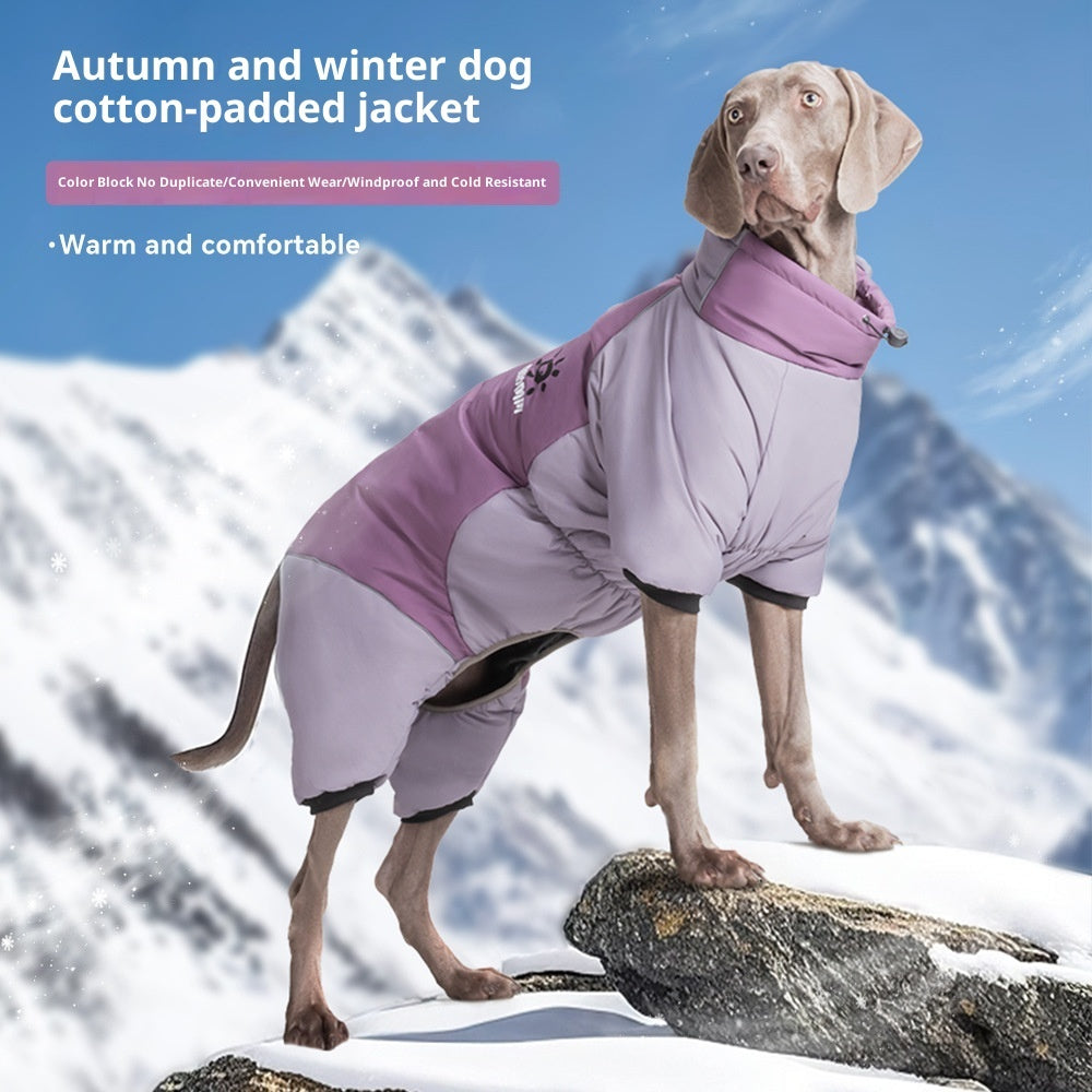 KFX-6383805 Reflective Cotton Dog Jacket in Tulip Pink, Tea Green, Violet Purple, Blue - Sizes XL to 5XL