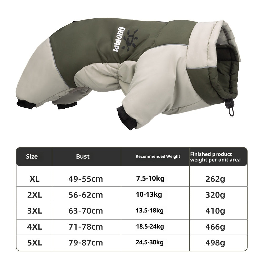 KFX-6383805 Reflective Cotton Dog Jacket in Tulip Pink, Tea Green, Violet Purple, Blue - Sizes XL to 5XL