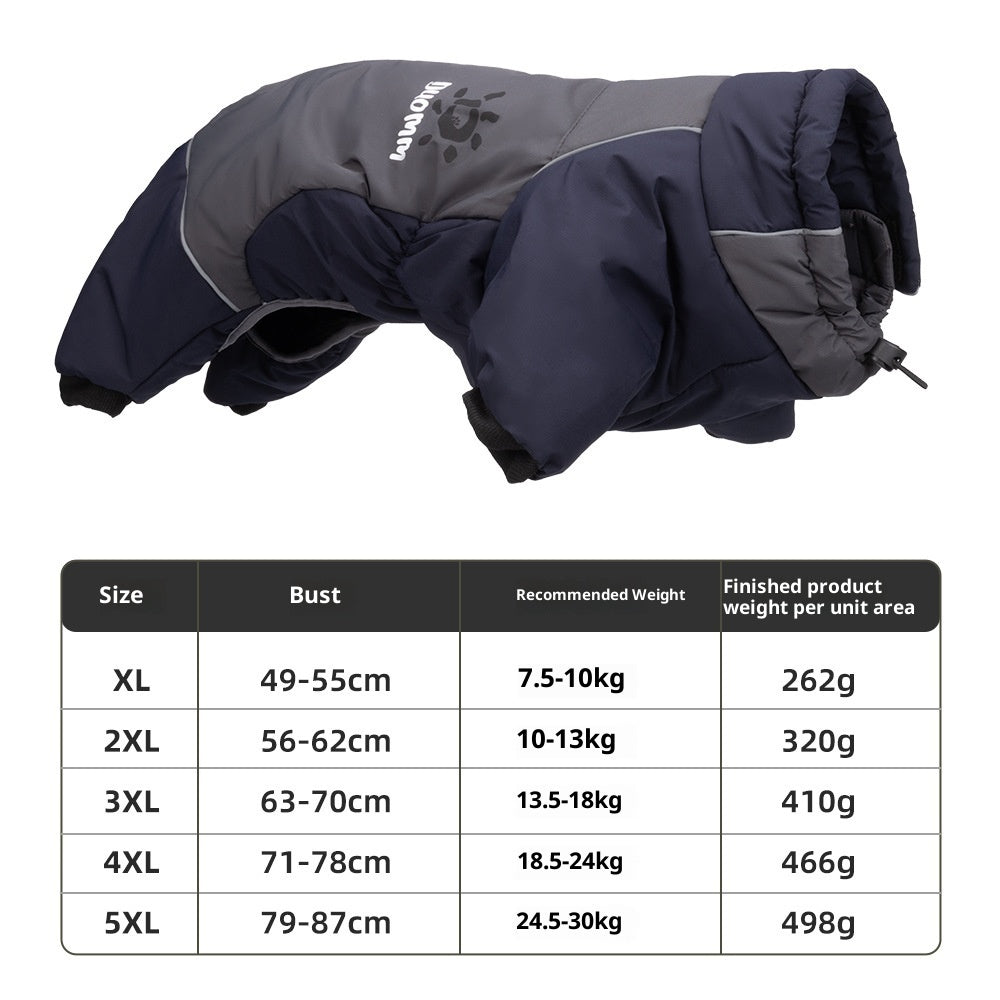 KFX-6383805 Reflective Cotton Dog Jacket in Tulip Pink, Tea Green, Violet Purple, Blue - Sizes XL to 5XL