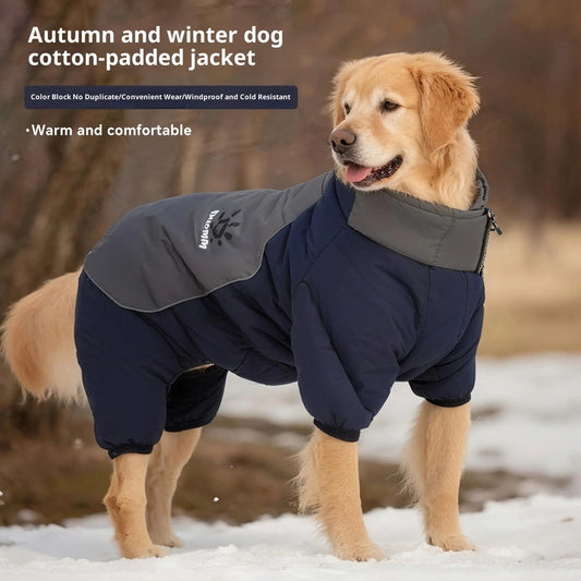 KFX-6383805 Reflective Cotton Dog Jacket in Tulip Pink, Tea Green, Violet Purple, Blue - Sizes XL to 5XL