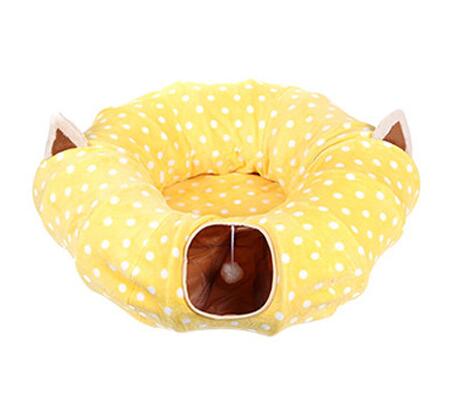 KFX-6384317 Cat and Puppy Play Tunnel, Collapsible S-Shaped Nylon Design, Brown, 120 cm Long, Perfect for Indoor Fun