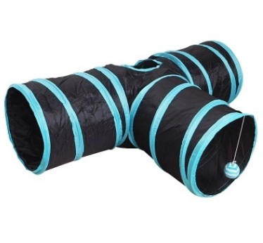 KFX-6384317 Cat and Puppy Play Tunnel, Collapsible S-Shaped Nylon Design, Brown, 120 cm Long, Perfect for Indoor Fun