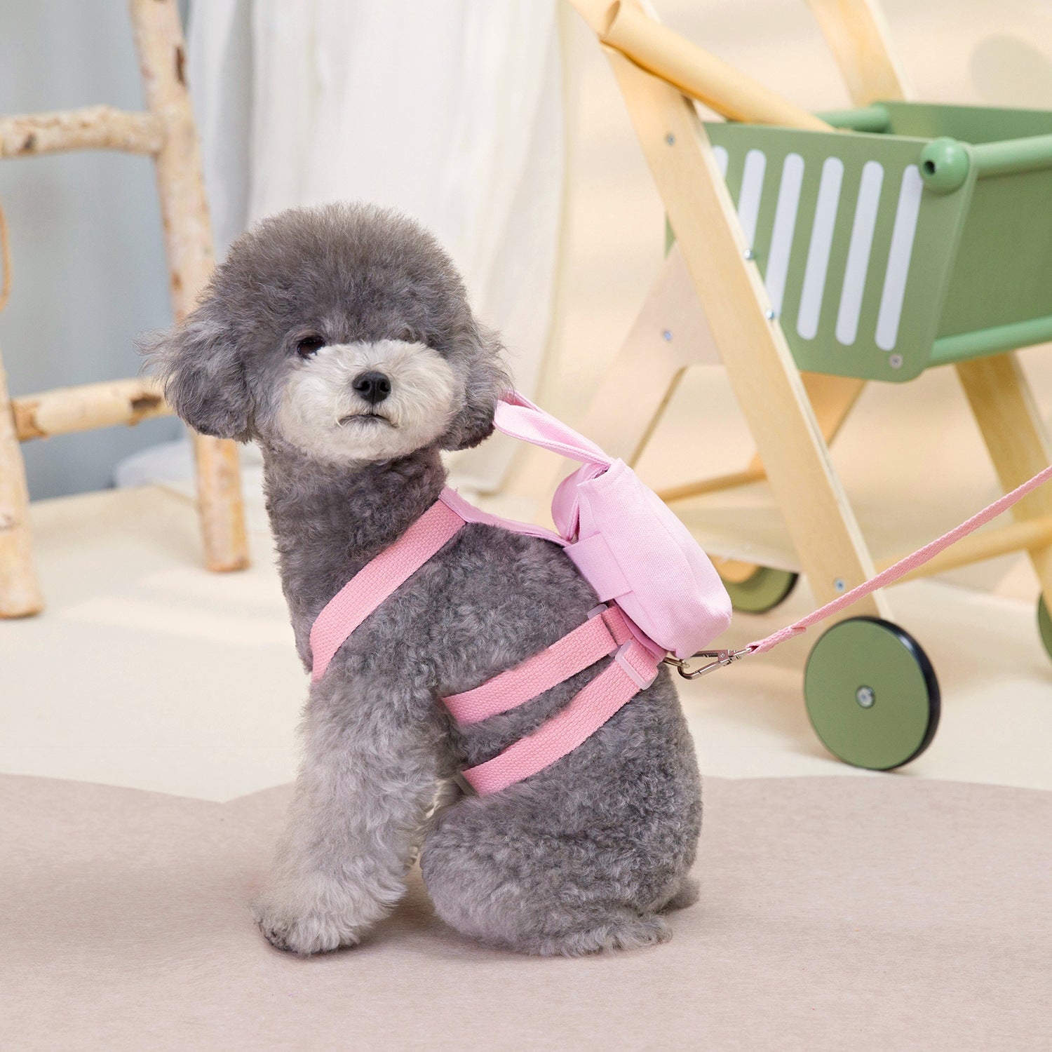 KFX-6384829 Pet Dog Canvas Backpack in Pink and Brown - Sizes S & L, All-Season Design