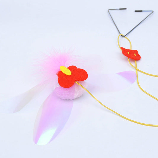 KFX-6385853 Hanging Dragonfly Cat Chew Toy with Teaser Stick for Interactive Play