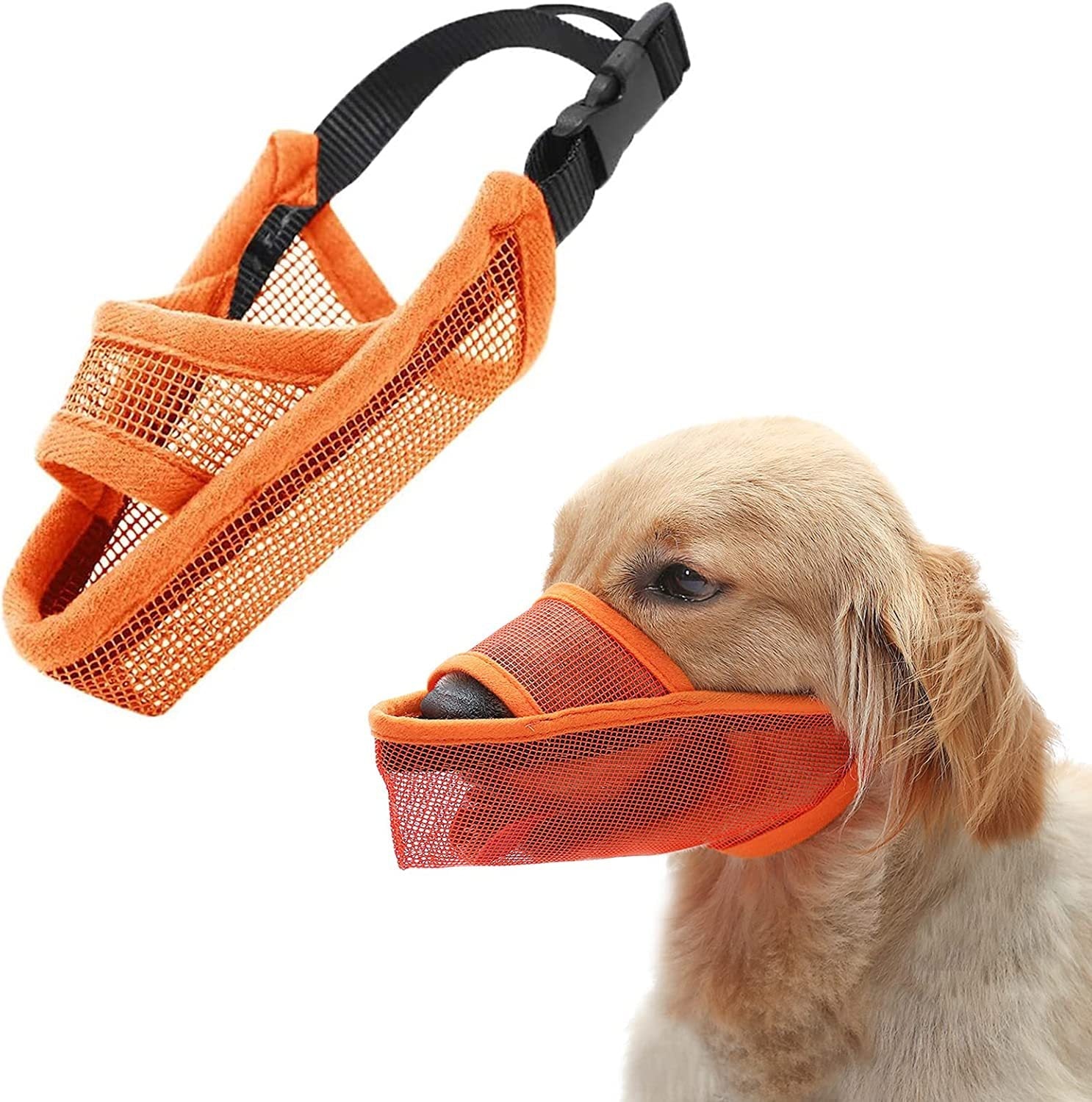 KFX-6388285 Breathable Mesh Dog Muzzle for Anti-Biting, Anti-Barking, and Controlled Eating - Suitable for Large, Medium, and Small Dogs