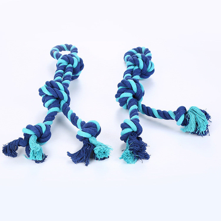 KFX-6389821 Cotton Rope Dog Toy for Molar Cleaning and Training - 52cm Blue Knot