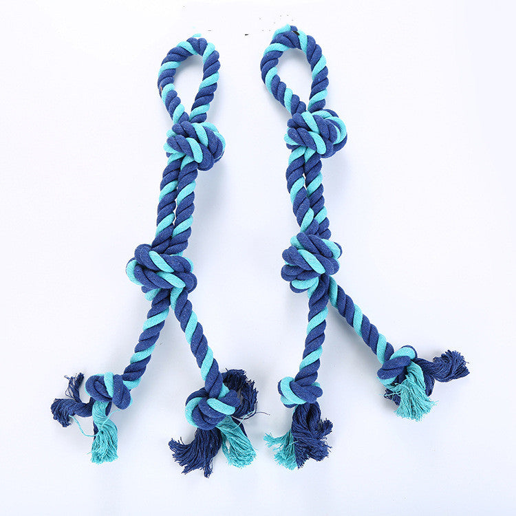 KFX-6389821 Cotton Rope Dog Toy for Molar Cleaning and Training - 52cm Blue Knot
