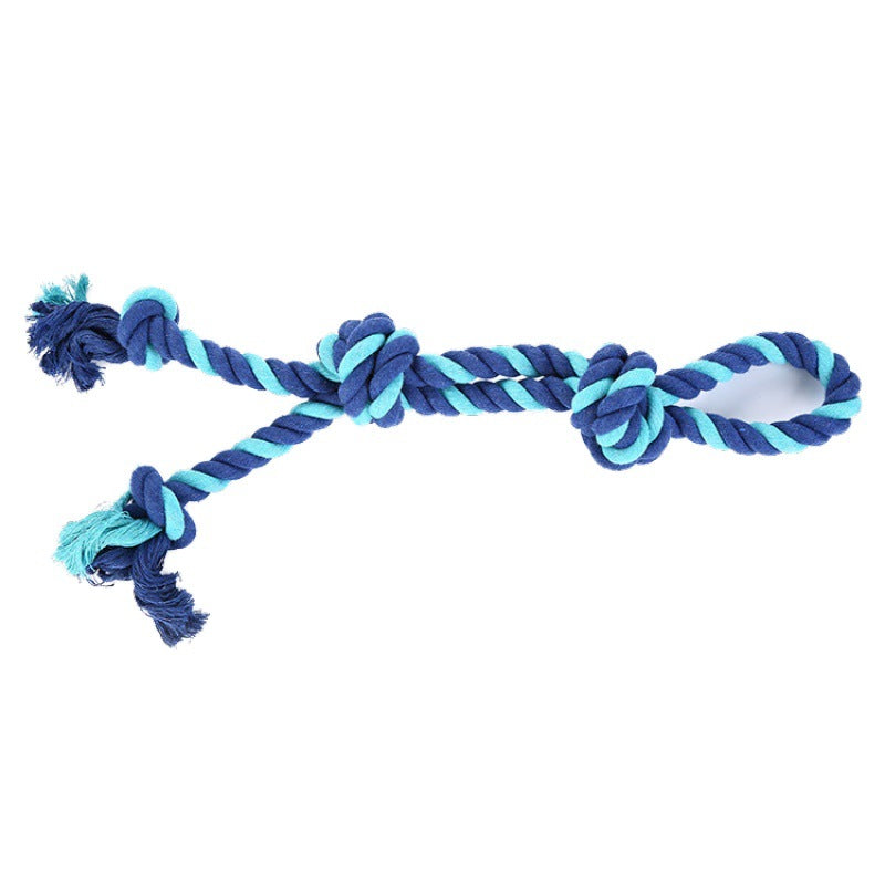 KFX-6389821 Cotton Rope Dog Toy for Molar Cleaning and Training - 52cm Blue Knot