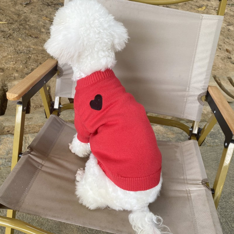 KFX-6390589 Cozy Wool Pet Sweater for Small and Medium Dogs and Cats in Sapphire Blue, Red, and Dark Gray