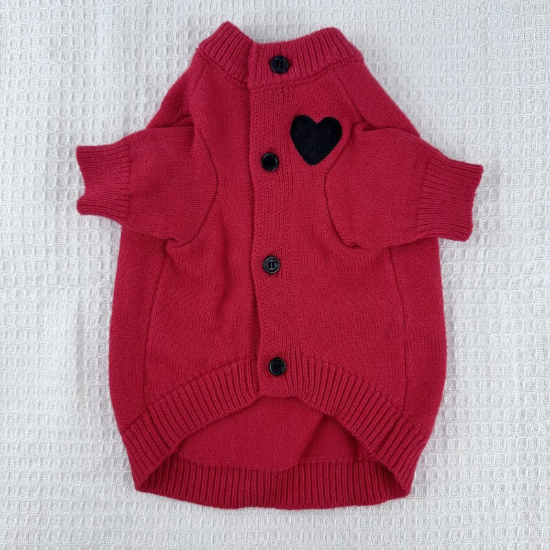 KFX-6390589 Cozy Wool Pet Sweater for Small and Medium Dogs and Cats in Sapphire Blue, Red, and Dark Gray