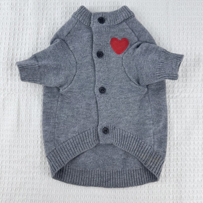 KFX-6390589 Cozy Wool Pet Sweater for Small and Medium Dogs and Cats in Sapphire Blue, Red, and Dark Gray