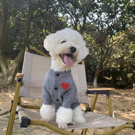KFX-6390589 Cozy Wool Pet Sweater for Small and Medium Dogs and Cats in Sapphire Blue, Red, and Dark Gray
