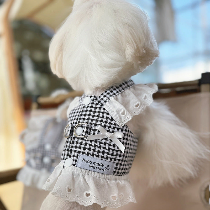 KFX-6392381 Black and White Plaid or Red and White Plaid Pet Chest Skirt for Dogs and Cats