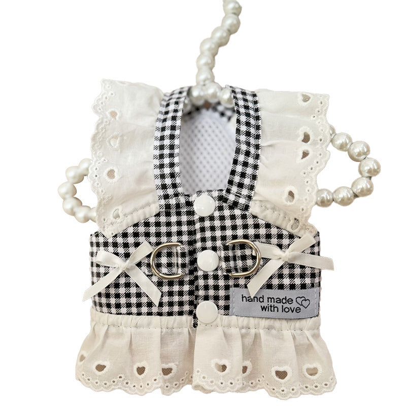 KFX-6392381 Black and White Plaid or Red and White Plaid Pet Chest Skirt for Dogs and Cats